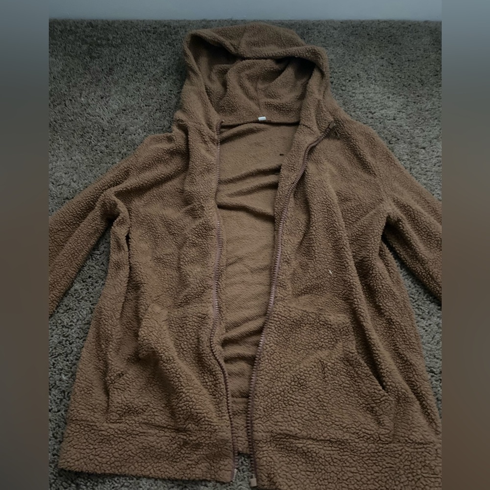 brown fluffy teddy bear texture jacket zip up